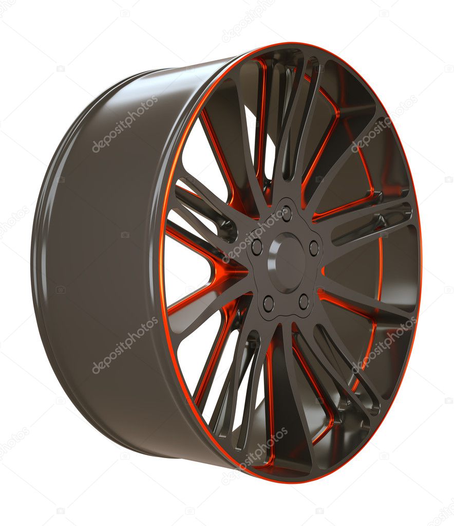 Vehicle Black and red disc or wheel isolated