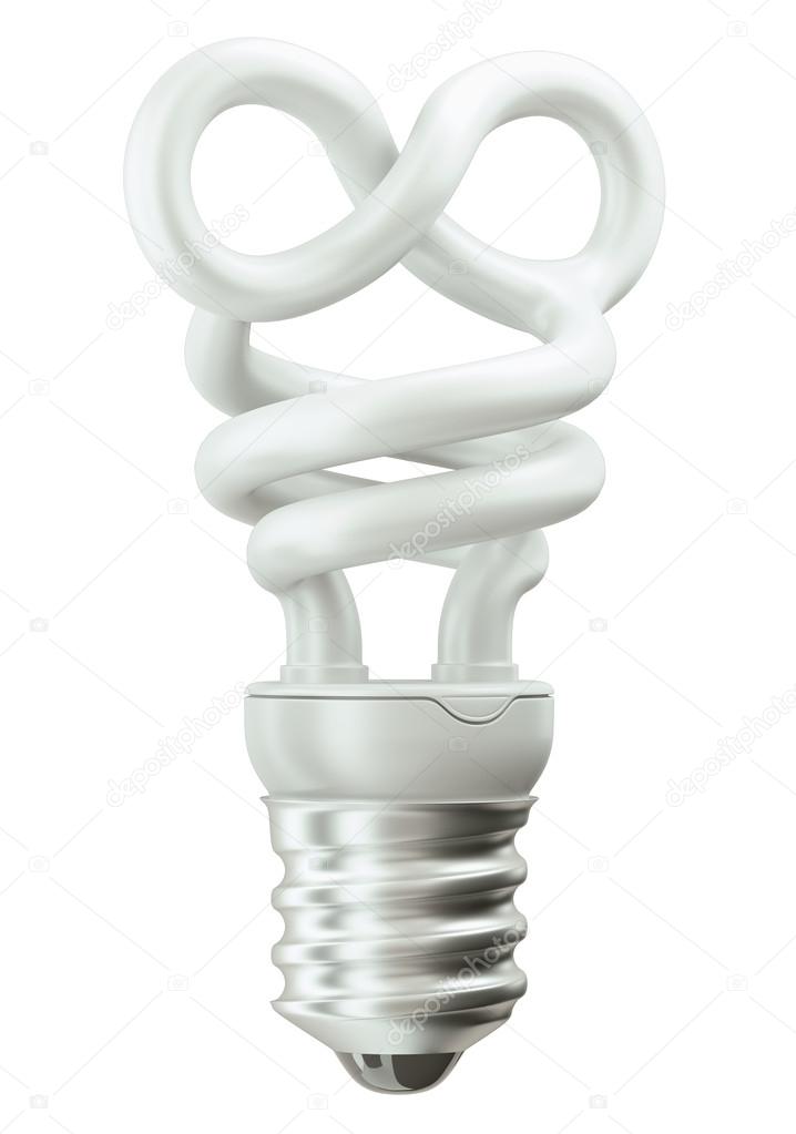 infinity symbol light bulb on white