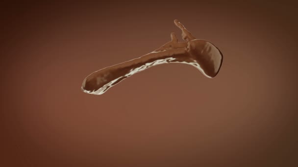 Warme chocolade of cacao plons met slow motion. alpha is opgenomen — Stockvideo