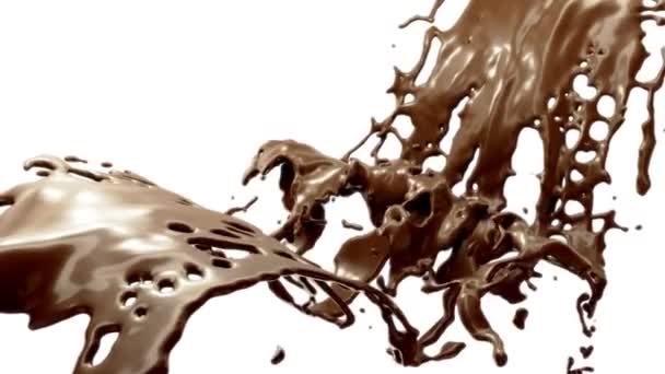 Quente escuro e leite chocolate lento movimento salpicos — Vídeo de Stock
