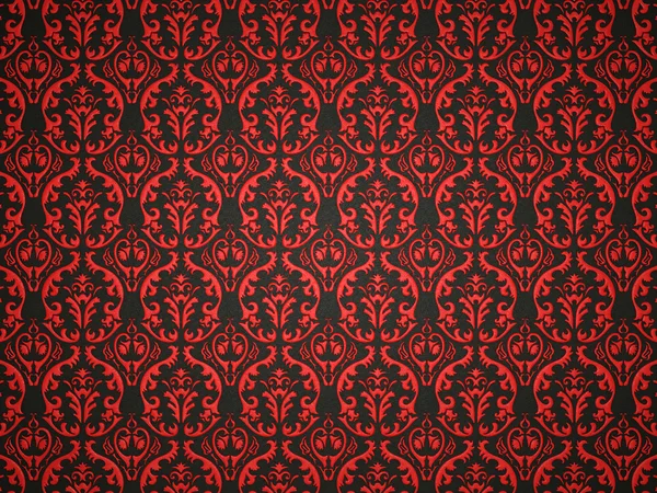 Fundo de couro preto com ornamento vitoriano vermelho — Fotografia de Stock