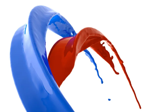Salpicos de fluido azul e vermelho isolados — Fotografia de Stock