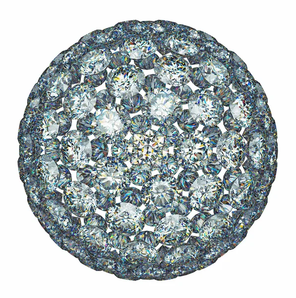 Diamonds or gemstones sphere isolated over white — Stock Photo, Image