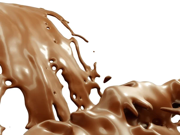Chocolate quente ou salpicos de cacau isolados — Fotografia de Stock