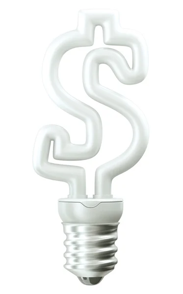 Profit : Dollar ccurrency symbole ampoule sur blanc — Photo