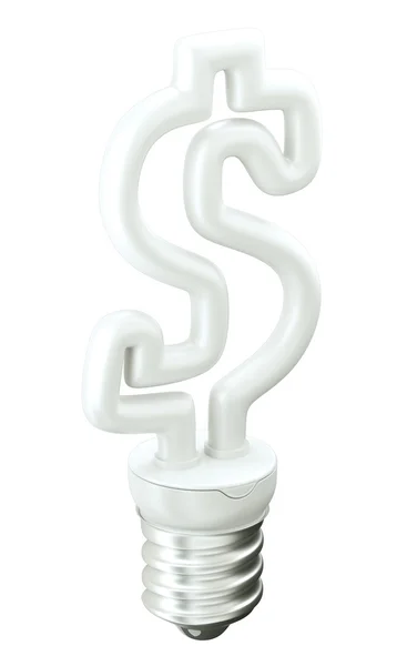 Revenu : Dollar symbole ccurrency ampoule sur blanc — Photo