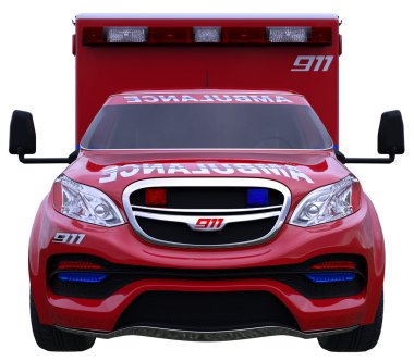 Acil arama: ambulans araba beyaz izole