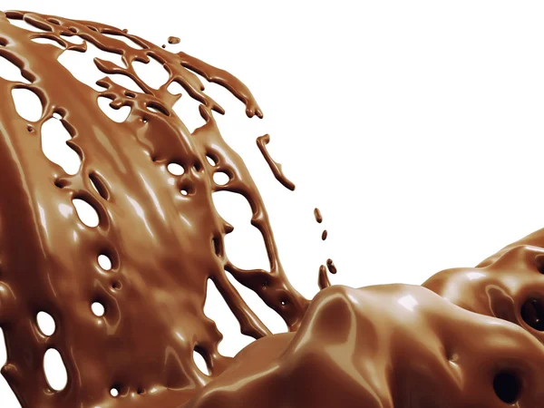 Hot chocolate or cocoa splashes flow isolated — Stock Photo, Image