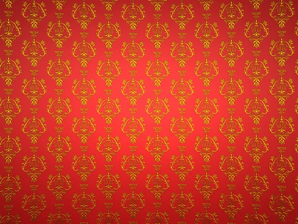 Material com ornamento vitoriano dourado e vermelho — Fotografia de Stock