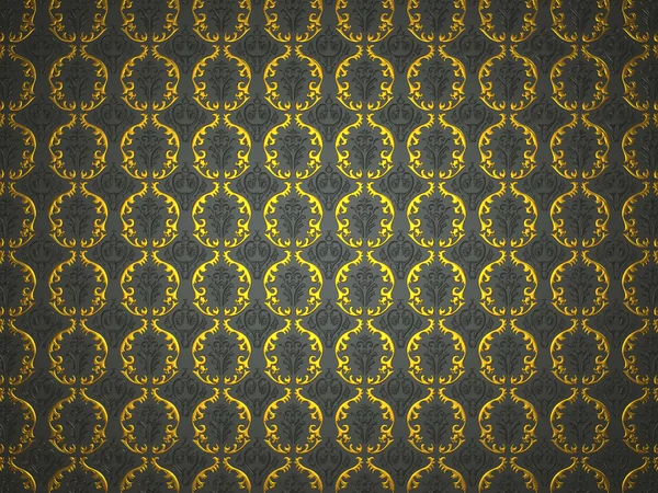 Material com ornamento vitoriano dourado e preto — Fotografia de Stock