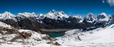 Panoramic view of Himalaya summits: Everest, Lhotse, Nuptse clipart