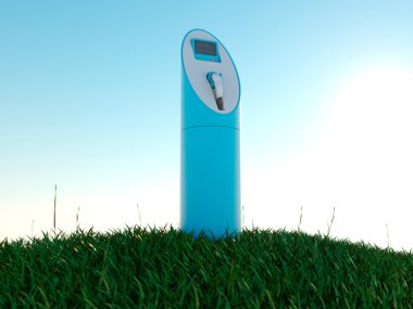 Şafakta şarj istasyonu ve yeşil alan