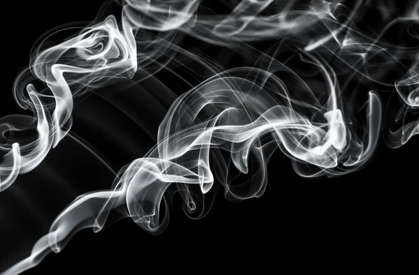 Abstract fume pattern: white smoke swirls and curves — Stock Photo, Image