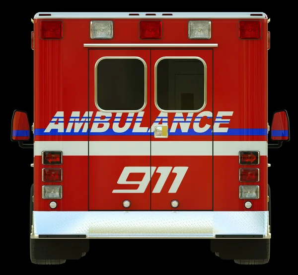 Ambulance: Rear view of emergency services vehicle — Stock Photo, Image