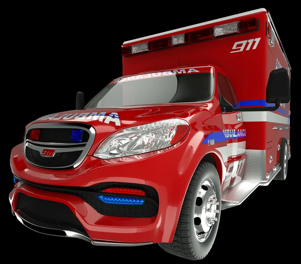 Emergency services vehicle: wide angle view of on black — Stock Photo, Image