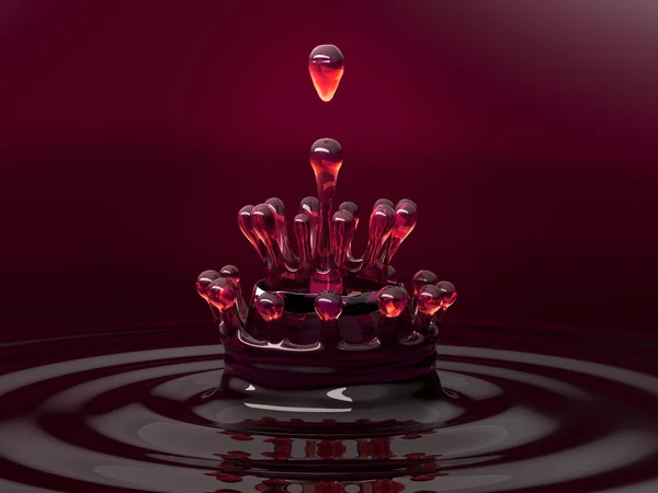 Splash of red colorful fluid or wine with droplets — Stock Photo, Image