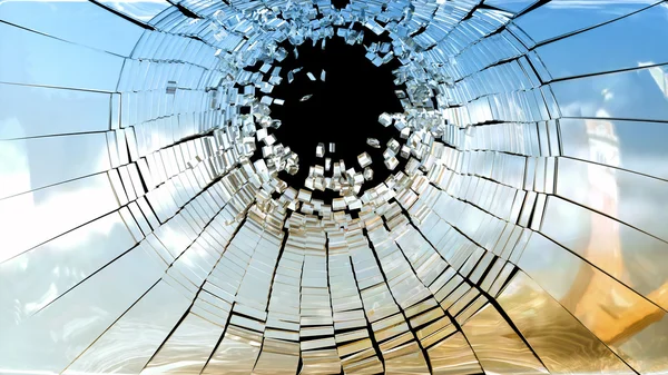 Scène de crime : Pièces de verre miroir cassé — Photo