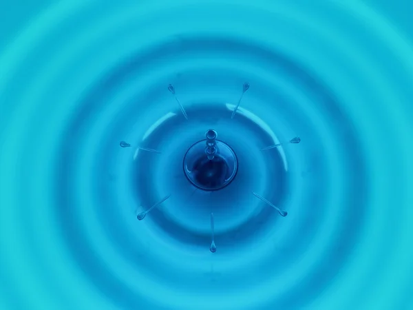 방울과 파란색 액체의 파도 — 스톡 사진