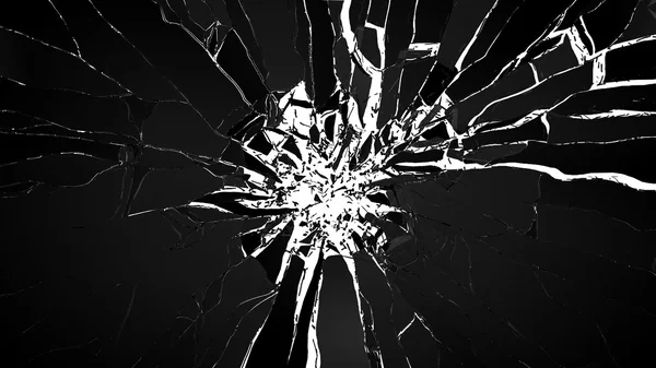 Demolishing: pieces of cubic shattered glass isolated — Stock Photo, Image