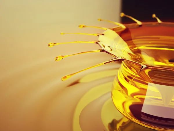 Spruzzi di olio e increspature con gocce — Foto Stock