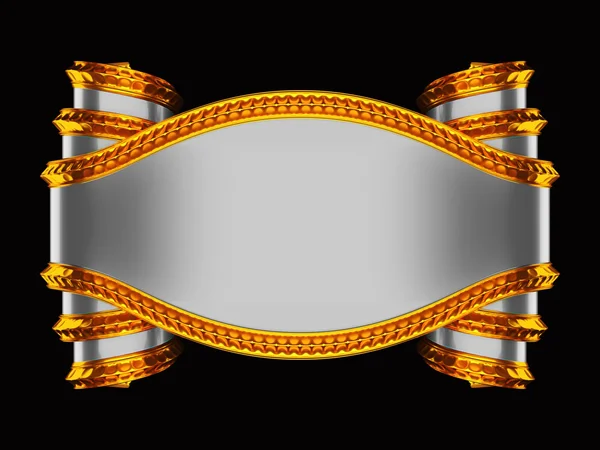 Massives graues Blanko-Wappensymbol mit goldenem Rand — Stockfoto