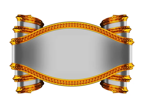Серый пустой геральдический символ с золотым краем — стоковое фото