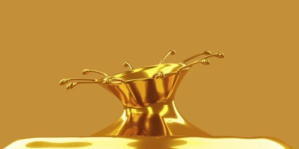 Splashes and aplatter of melted gold — Stock Photo, Image