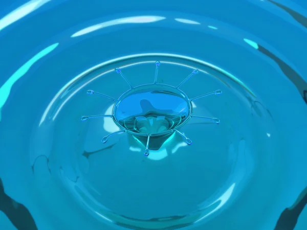 青い水や液体のしぶきと波紋 — ストック写真