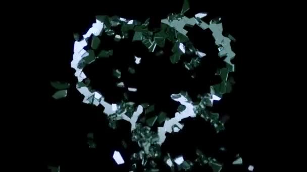 Shattered glass: broken heart shape — Stock Video