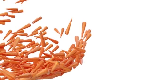 Carrot flow with slow motion. Alpha matte — Stock Video