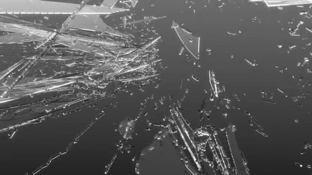 Cracked and Shattered black glass — Stock Video