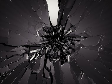 kırık kırık siyah cam parçaları