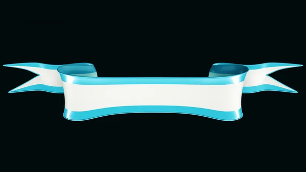 White ribbon with blue edging useful as emblem — Stock Photo, Image