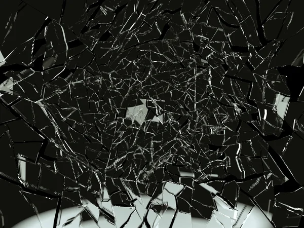 Crime scene Shattered glass over black — Stock Photo, Image