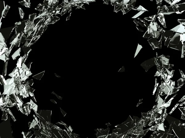 Destruction Shattered or demolished glass with hole — Stock Photo, Image