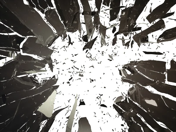 beyaz izole kırık kırık siyah cam parçaları