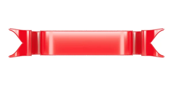 Ruban rouge avec des ondulations utiles comme badge ou autocollant — Photo