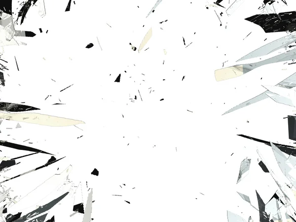 粉々 に砕けたガラスの白い背景の上の分離 — ストック写真