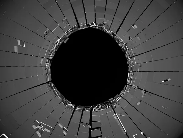 Shattered glass over black background — Stock Photo, Image