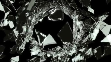 yavaş hareket ile kırık ve kırık siyah cam