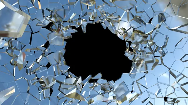 Dziurę po kuli i kawałki szkła — Zdjęcie stockowe