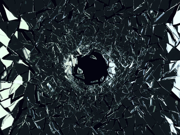 Shattered black glass