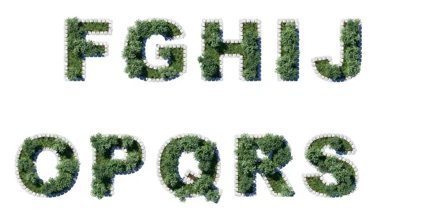 Trees and grass in the form of letters — Stock Photo, Image