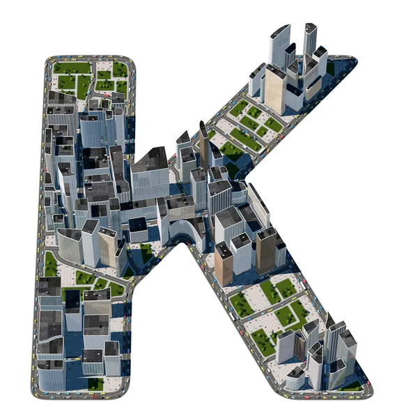 편지 k의 형태로 도시 — 스톡 사진