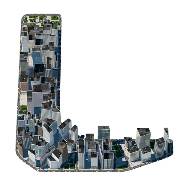 City in the form of letters L — Stock Photo, Image