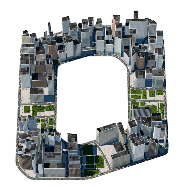 City in the form of letters O — Stock Photo, Image