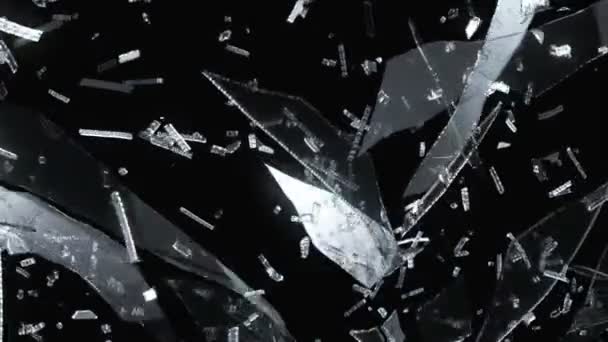 Gebroken en verbrijzelde glas met slow motion — Stockvideo