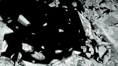 izole kırık cam parçaları keskin