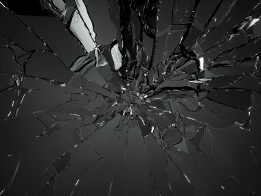 birçok siyah üzerine kırık cam parçaları