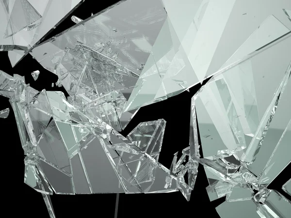 Kusy zbořeného nebo rozbité skla, izolované — Stock fotografie